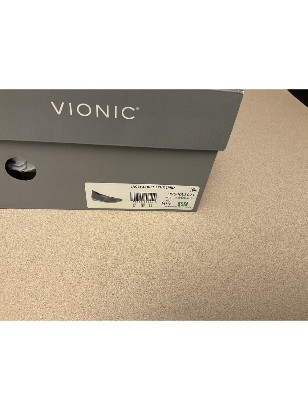 New! Womens VIONIC Jacey Charcoal Leather Leopard Slip On Wedge Shoes. SZ 8.5W. - Picture 2 of 10